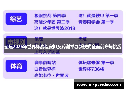 聚焦2026年世界杯赛程安排及跨洲举办新模式全面前瞻与挑战